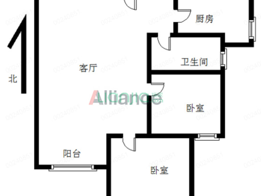 天伦湾朝阳两居 采光充足 有装修-户型图
