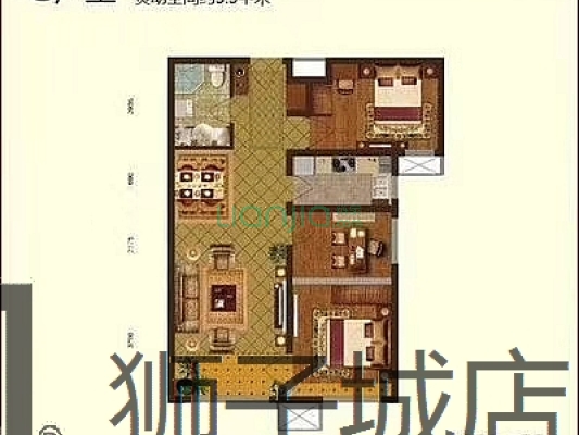 鸿坤理想湾北区 3室2厅 南 北-户型图