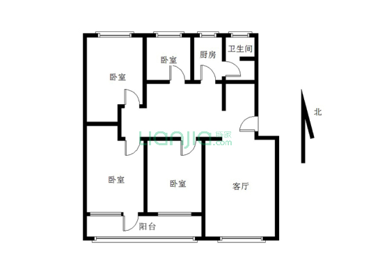 房本儿满五，南北通透双卫，单位住房没有公摊面-户型图