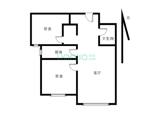 鹏渤印象城牛津花园 2室1厅 南-户型图