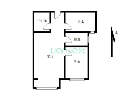 北新家园 全南两居 中高楼层，采光好 看房方便-户型图