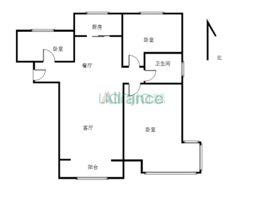 狮子城全明三居 明厨明卫 中高楼层 全天采光无遮挡-户型图