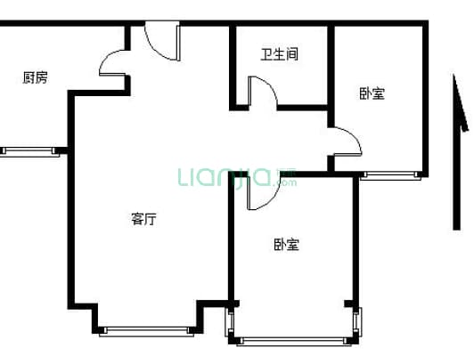 水岸花城全南两居户型方正采光好无遮挡-户型图