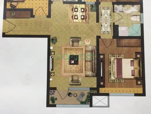 餐厅H户型 毛坯 东户 2卫 楼下景观花园 中层-户型图