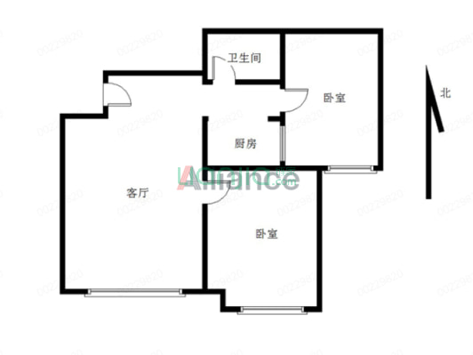 开发区  君临天下御景园  全南小两居室-户型图