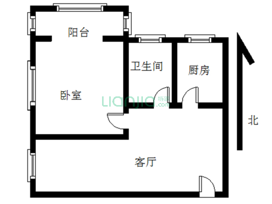 东兴北街军怡公馆，电梯房 正规一居室-户型图