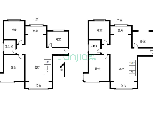 南北通透三居，23跃24，采光好-户型图