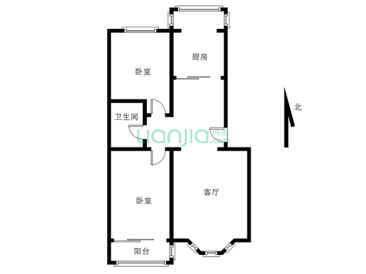 华福佳缘小区 2室2厅 南 北-户型图