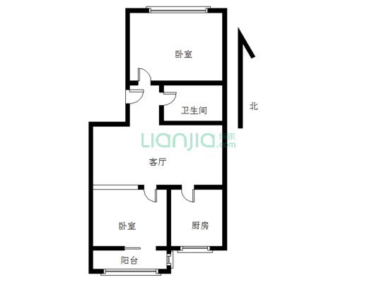 火车站 南北通透小两居 简单装修 业主急售-户型图
