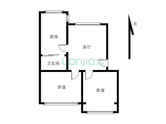 集中供暖  步梯一层 精装修小两居  户型很好满五唯一-户型图