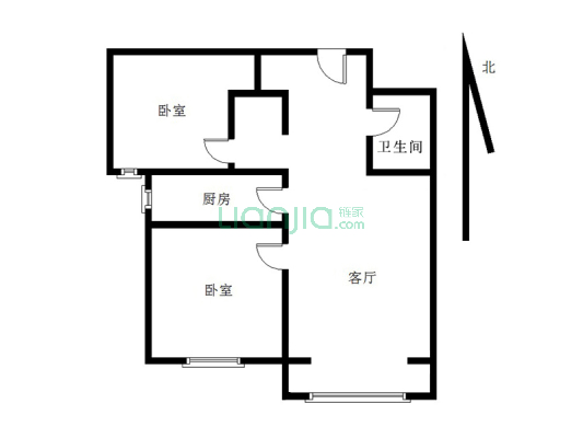 鹏渤印象城牛津花园 2室1厅 南-户型图