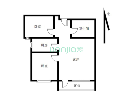 南向两居室，毛坯随意装修，房本满二。-户型图