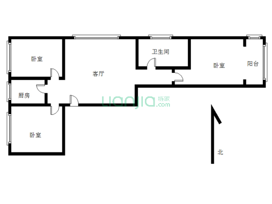 此房满二，简单装修，东西朝向三居室，采光好。-户型图