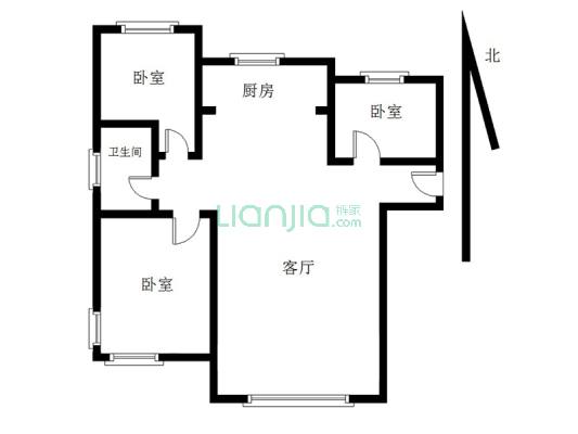 K2狮子城南区 3室2厅 南 北-户型图