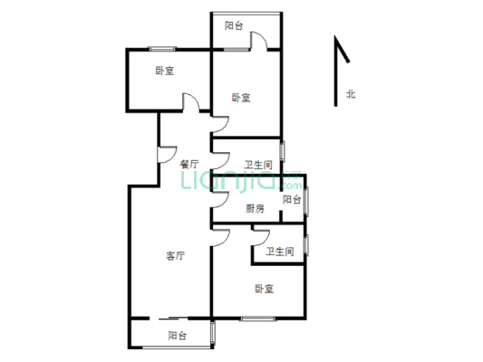 洋房一梯两户 南北通透 户型方正无遮挡-户型图
