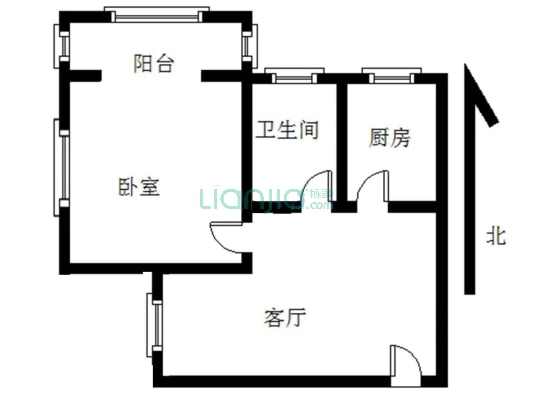 军怡公馆 1室1厅 南-户型图