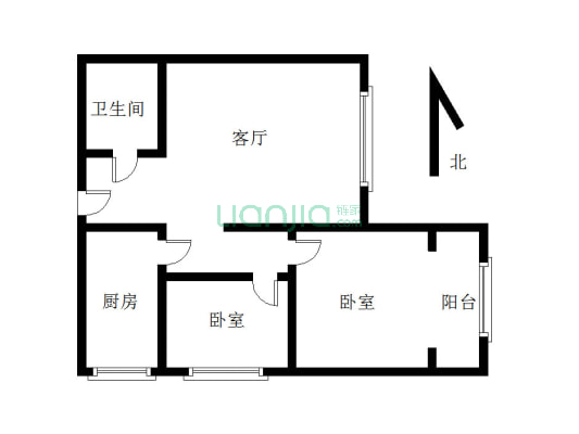涿州市区便利地段 东南向两居室 出行便利购物方便-户型图
