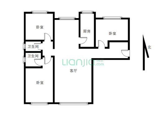房本满二年，只有契税和个税.南北通透4居双卫.采光好-户型图