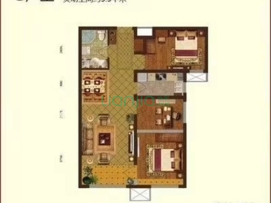 鸿坤理想湾北区 3室2厅 南-户型图