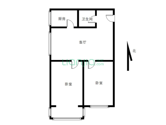 华阳路旁天保郦景88平朝南两居45万-户型图
