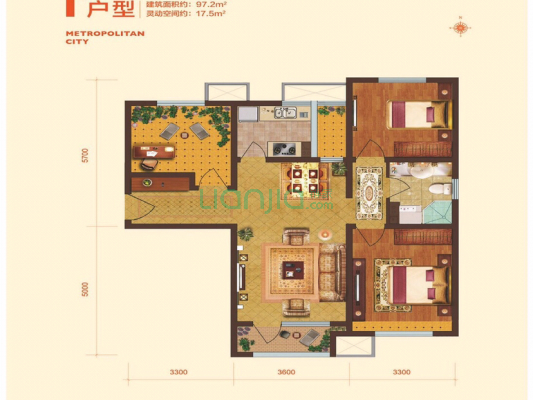 南北三居,高楼层,精装修,位置好,诚意出售-户型图