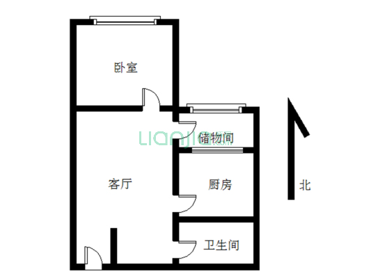 双塔街道 正规1居 毛坯房 房本满二-户型图