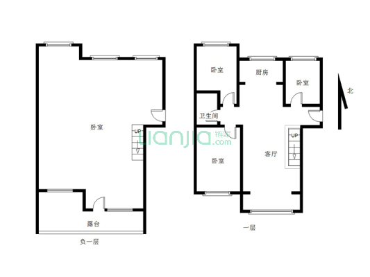 K2狮子城北区 3室2厅 南 北-户型图