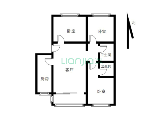 冠云中路 70年大产权 精装洋房三居 南北通透 高楼层-户型图
