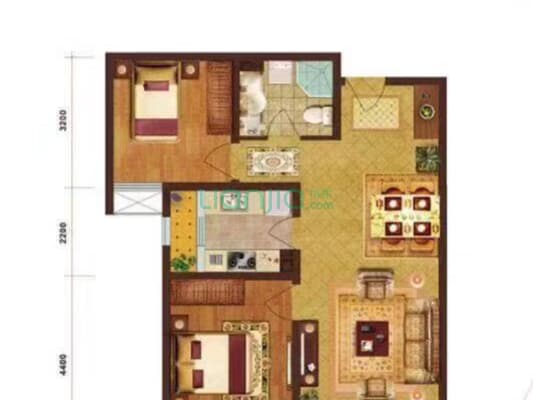 范阳路香港豪庭精装两居本满五唯一-户型图