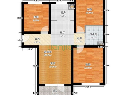 K2狮子城北区 3室2厅 南 北-户型图