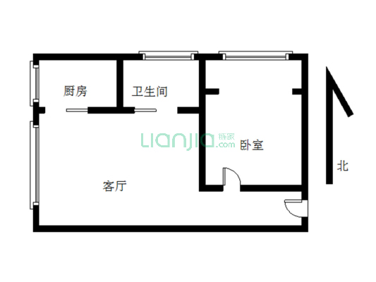 水岸花城 1室1厅 西北-户型图