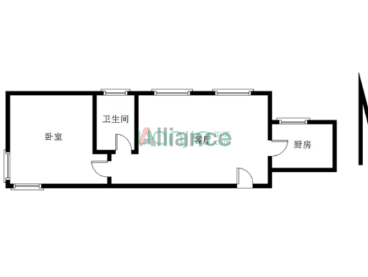 华融现代城 1室1厅 北-户型图