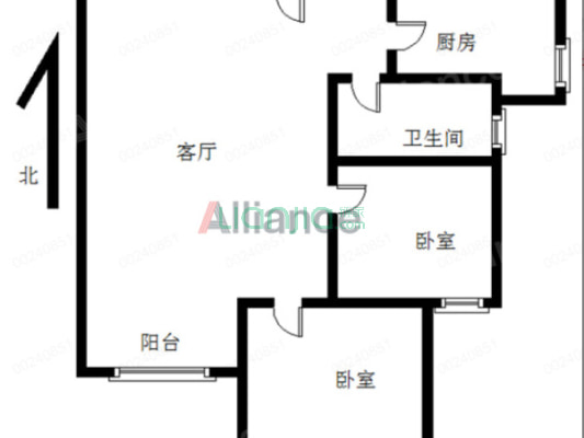 大社区 名物业 高绿化 管家服务小两居-户型图