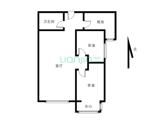 联合一号院 2室2厅 南-户型图
