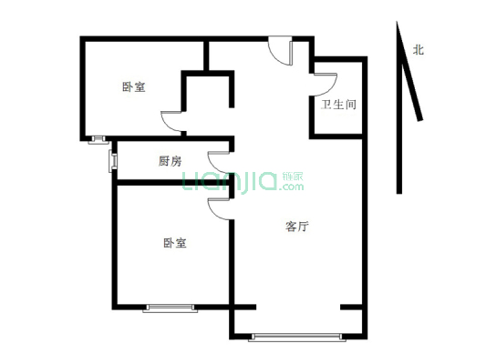 楼霸位置 高楼层 朝南大两居 02户 视野无遮挡 满五-户型图