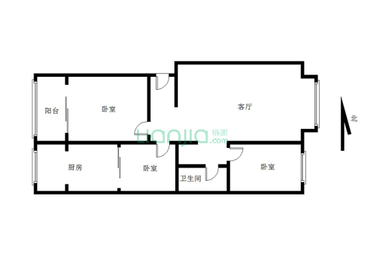 广场南3居室  51万  有地下室-户型图