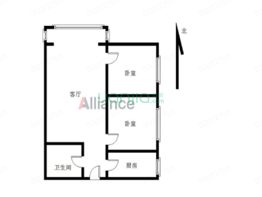 公园旁边的新电梯房，正规一室一厅。小区环境好。-户型图