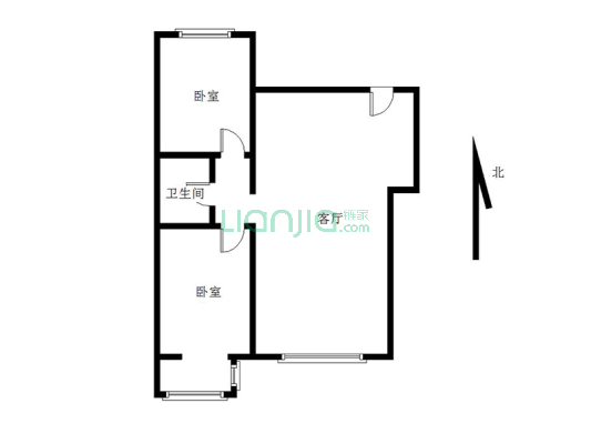 南北通透两居室，简单装修，房本满二-户型图