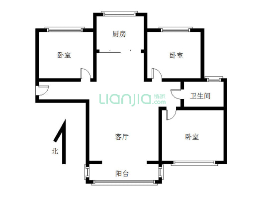 天伦湾一期 3室2厅 南 北-户型图