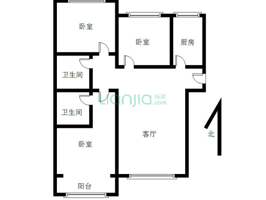 京港澳高速口对过838总站旁精装修南北通透三居-户型图