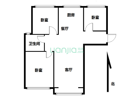 香邑溪谷 3室2厅 南 北-户型图