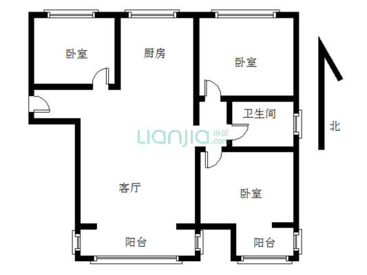 107国道边南北通透大三居 高楼层采光效果好-户型图