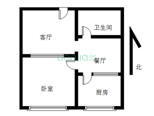 县府小区 1室1厅 南-户型图