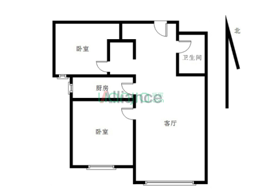 狮子城好位置，全天采光的低楼层两居室，诚意出。-户型图