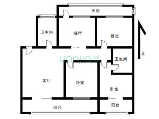 财达证券小区 3室2厅 南 北-户型图