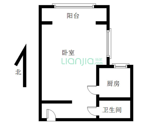 鸿盛凯旋门 1室1厅 北 东-户型图