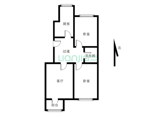 南北通透大两居，采光好，视野好，精装修，拎包入住-户型图