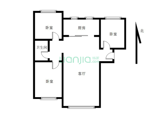 高铁新干线 3室2厅 南 北-户型图