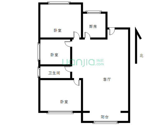 香邑溪谷悦都小区 3室2厅 南 北-户型图
