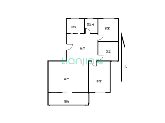 老城区新板楼  南北通透三居室  三义 双塔 好停车免费-户型图